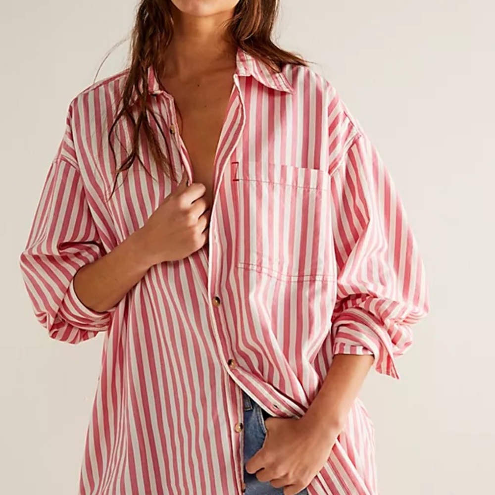 We The Free Freddie Striped Shirt in coral